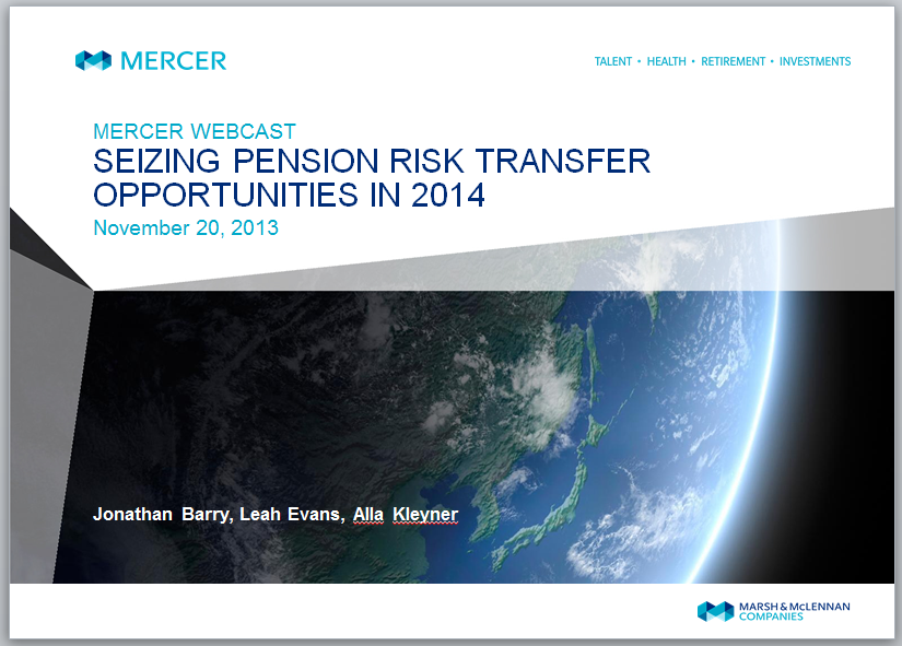 Pension Risk Webcast Nov 2013